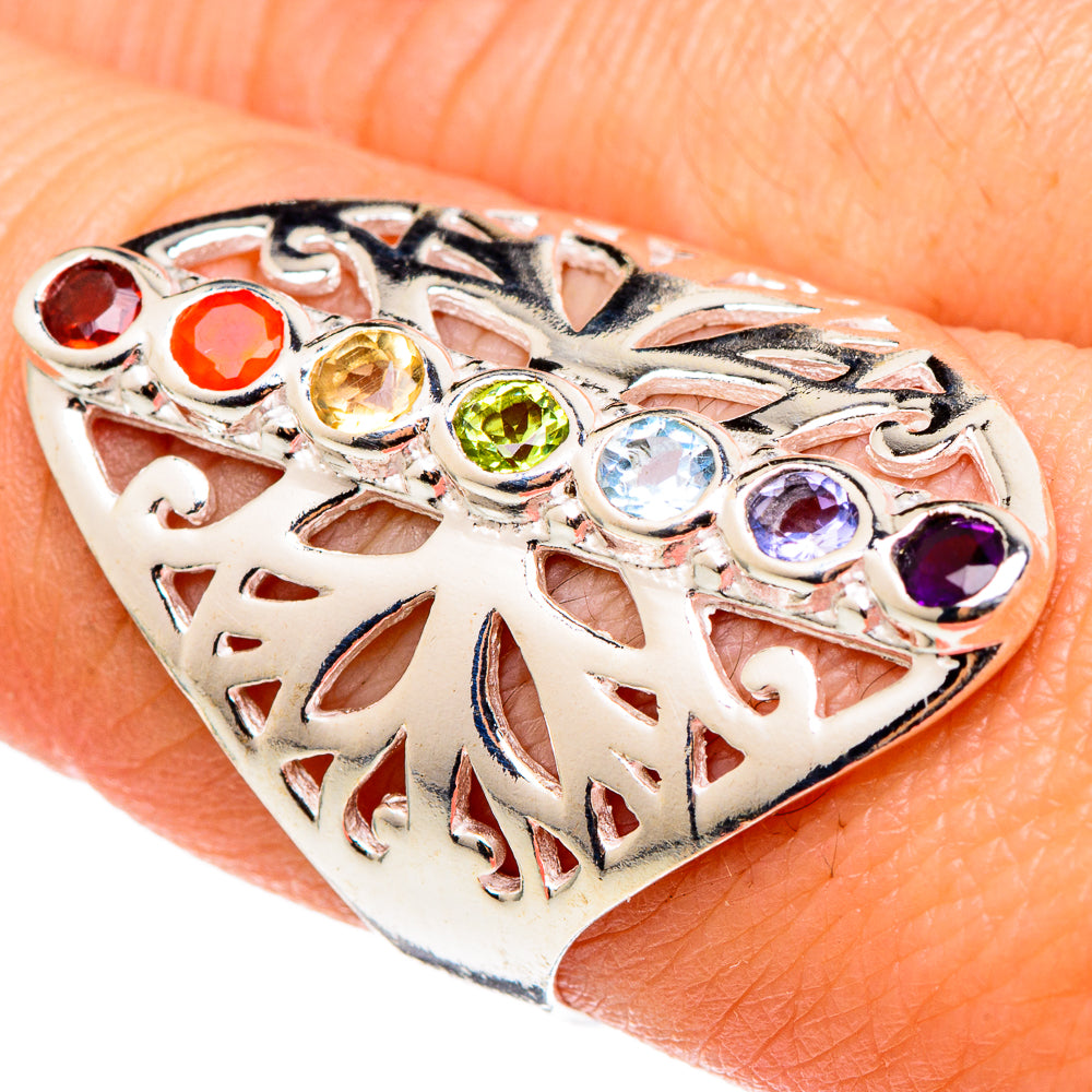 Multi-stone Chakra Rings handcrafted by Anasilvercos - RING97212