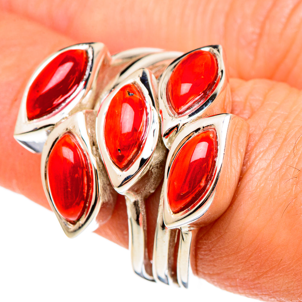 Mediterranean Red Coral Rings handcrafted by Anasilvercos - RING97294