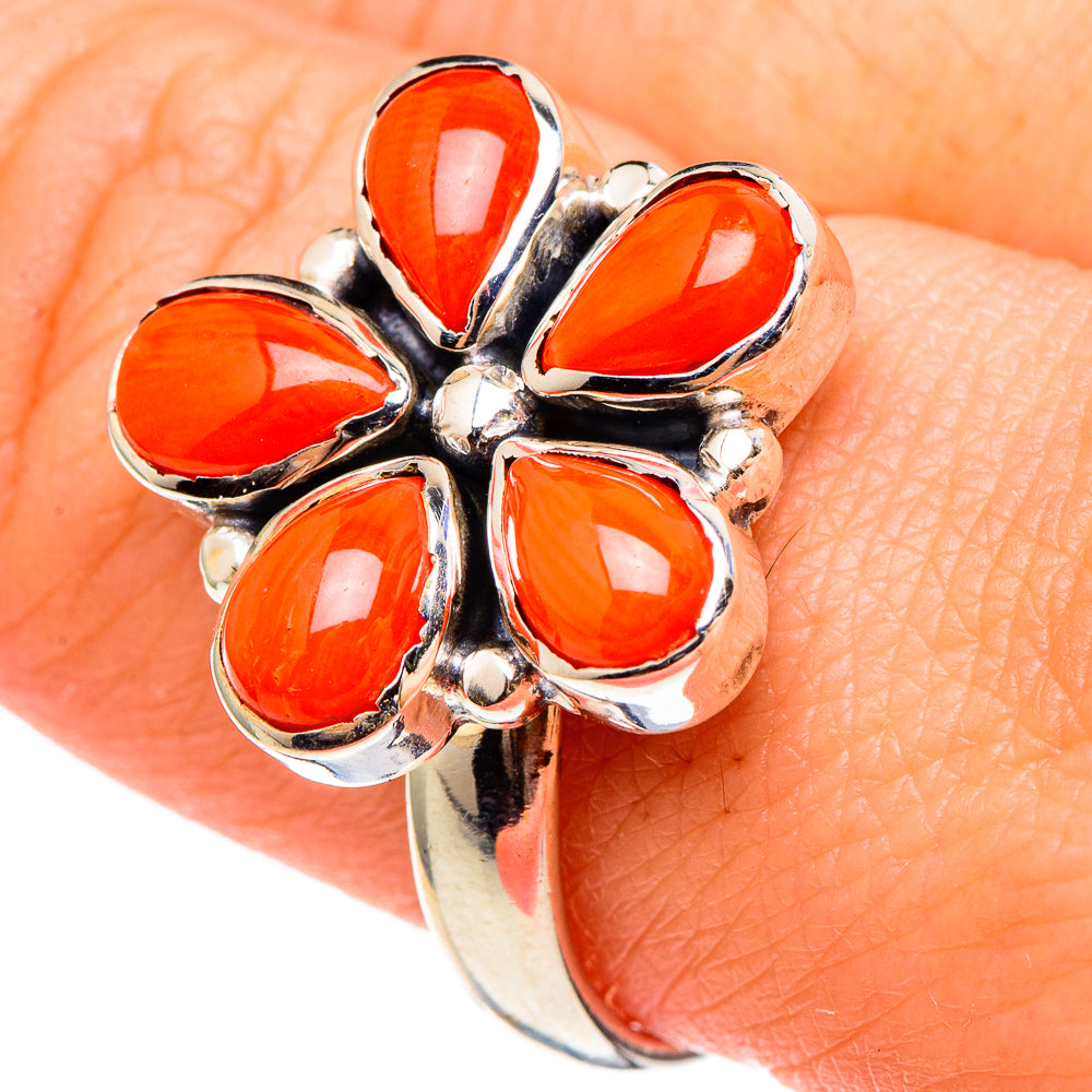 Mediterranean Red Coral Rings handcrafted by Anasilvercos - RING97324