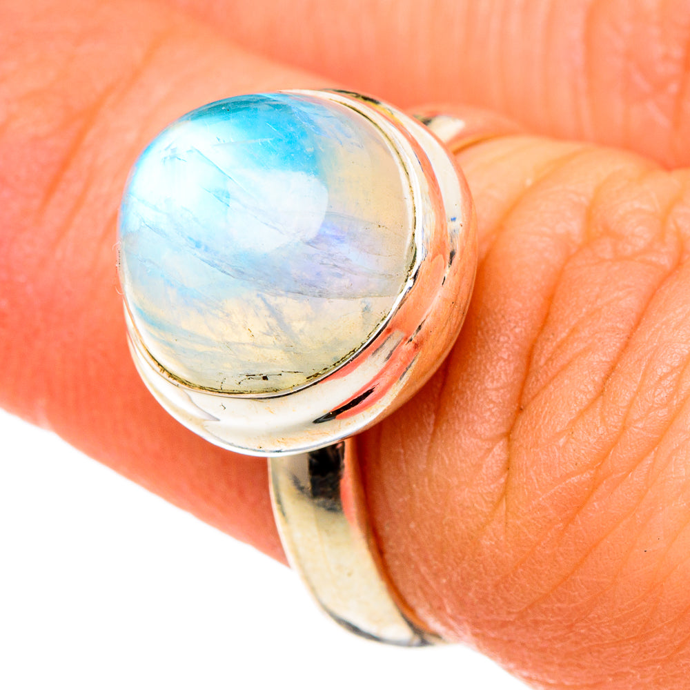 Rainbow Moonstone Rings handcrafted by Anasilvercos - RING97280