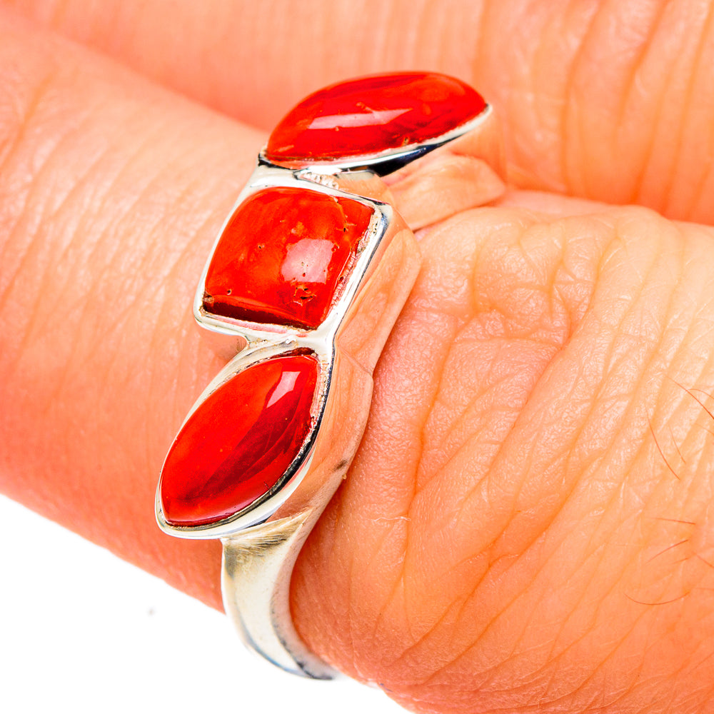 Mediterranean Red Coral Rings handcrafted by Anasilvercos - RING97423