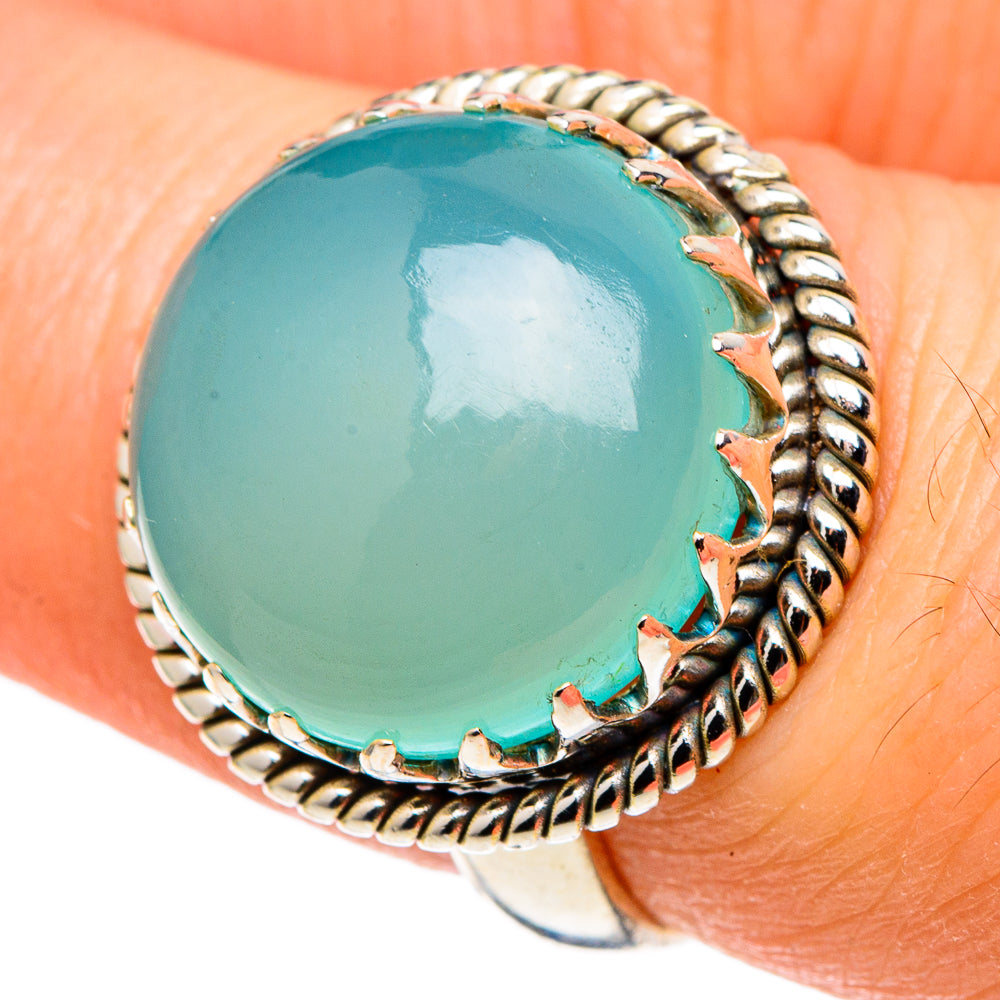 Aqua Chalcedony Rings handcrafted by Anasilvercos - RING97445