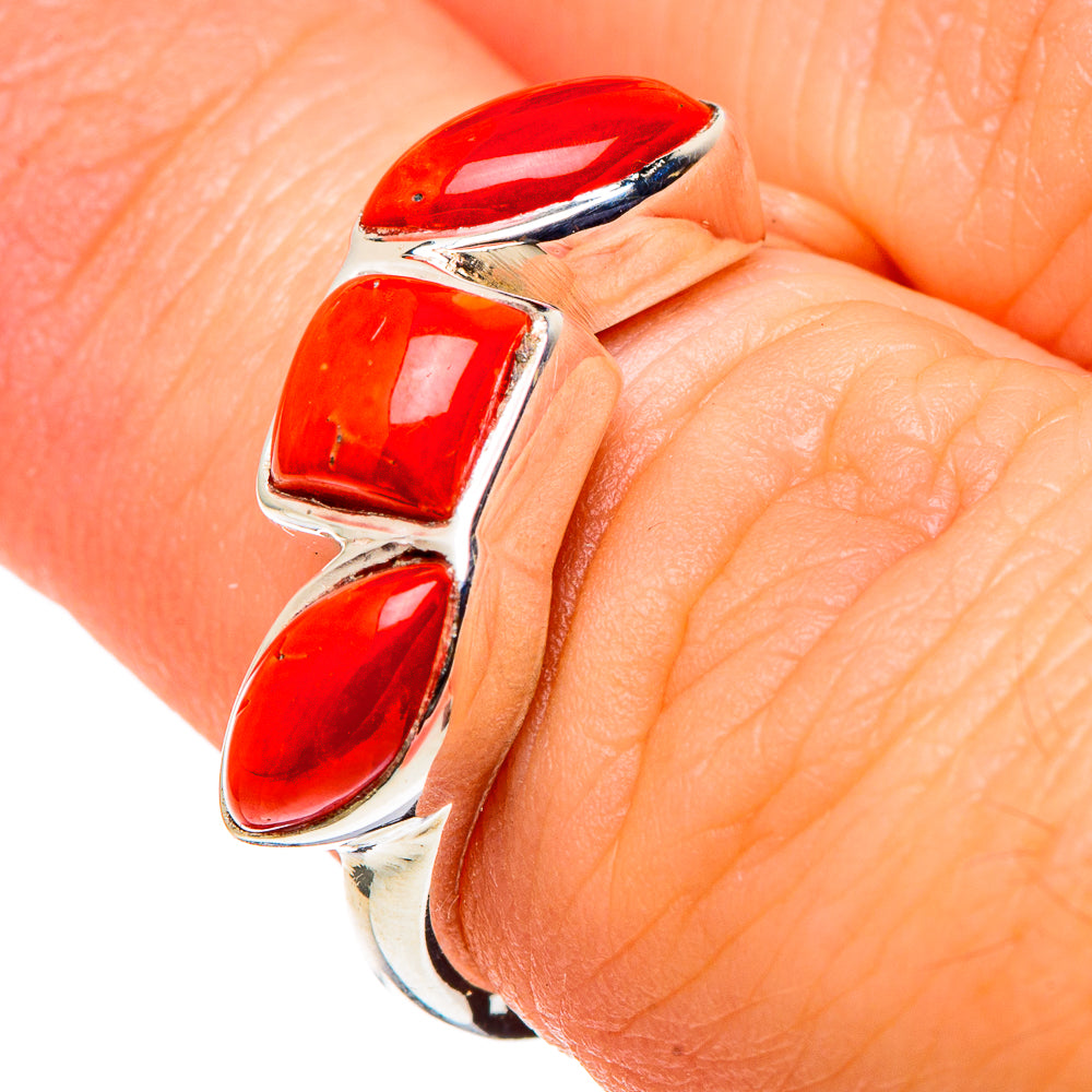 Mediterranean Red Coral Rings handcrafted by Anasilvercos - RING97457