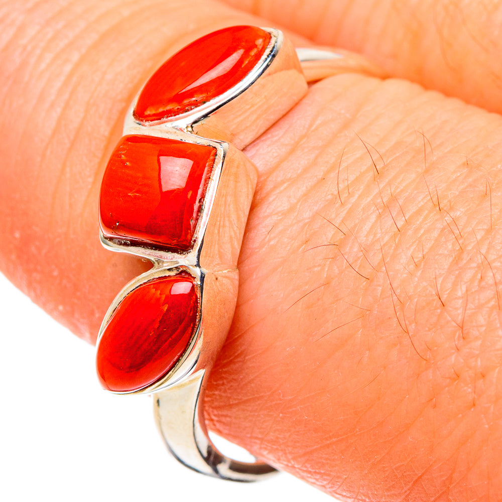 Mediterranean Red Coral Rings handcrafted by Anasilvercos - RING97489