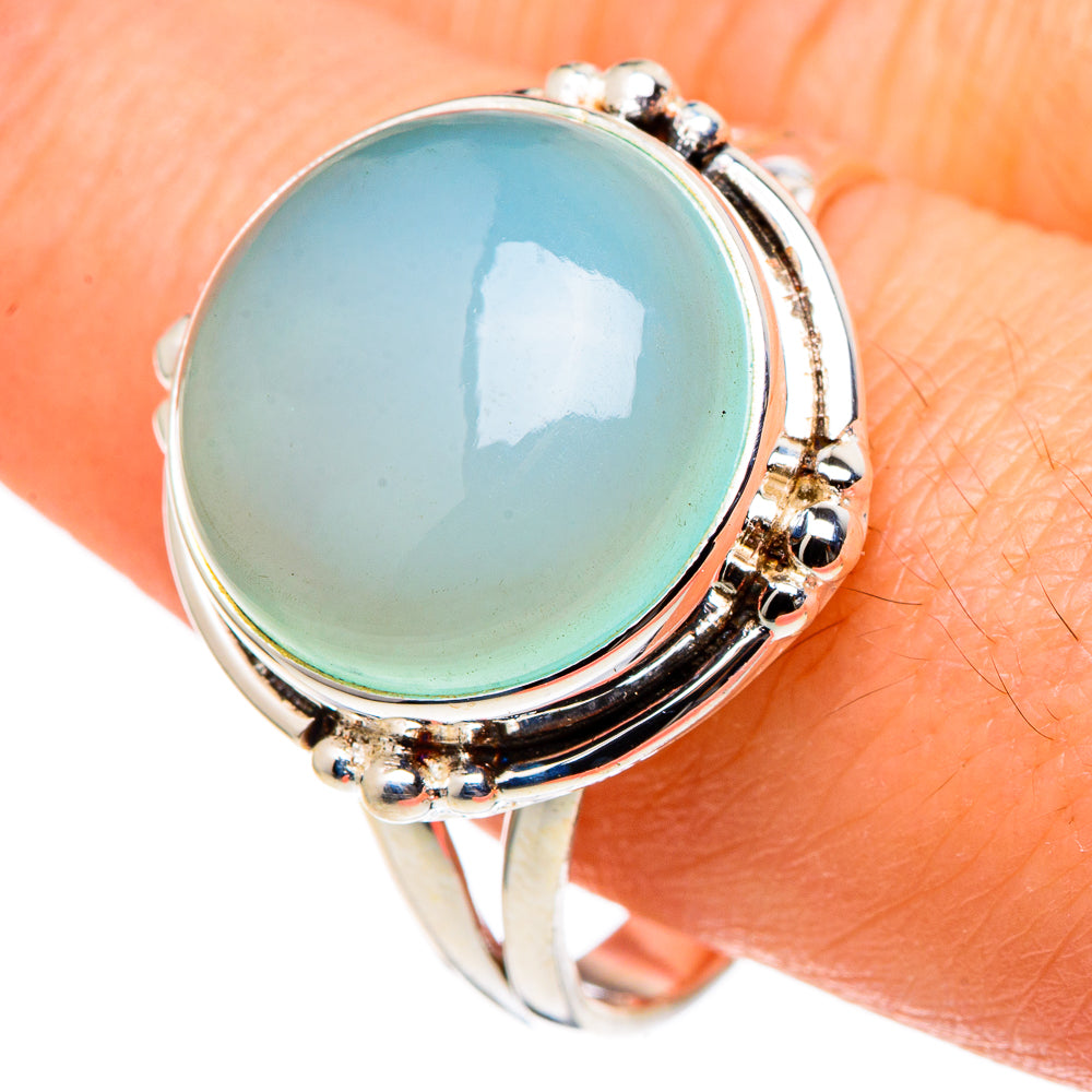 Aqua Chalcedony Rings handcrafted by Anasilvercos - RING97507