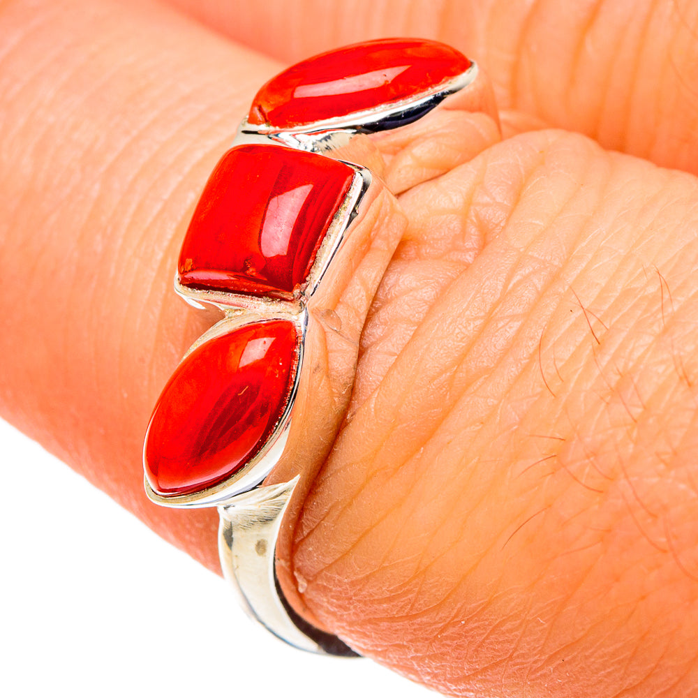 Mediterranean Red Coral Rings handcrafted by Anasilvercos - RING97545