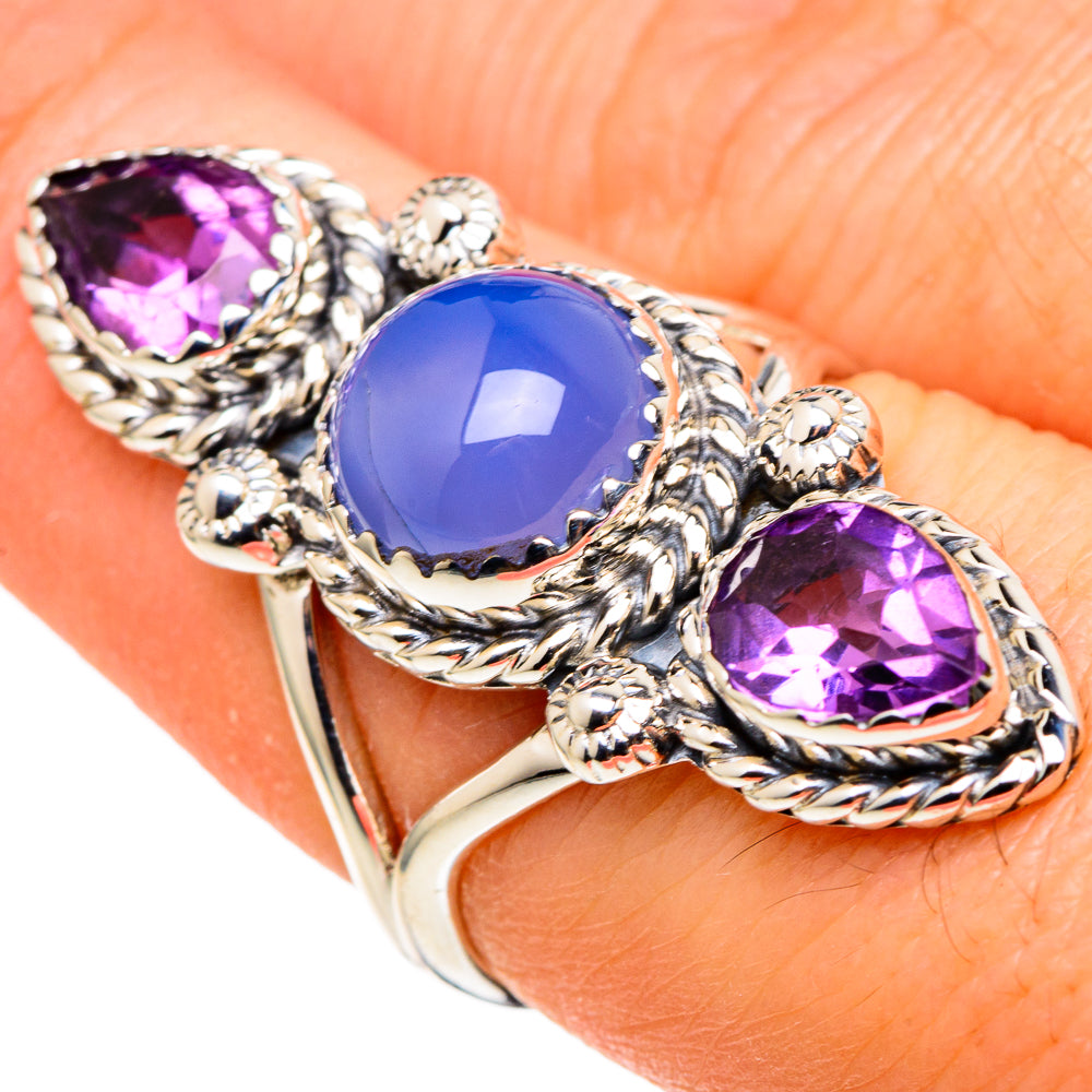 Aqua Chalcedony Rings handcrafted by Anasilvercos - RING97614