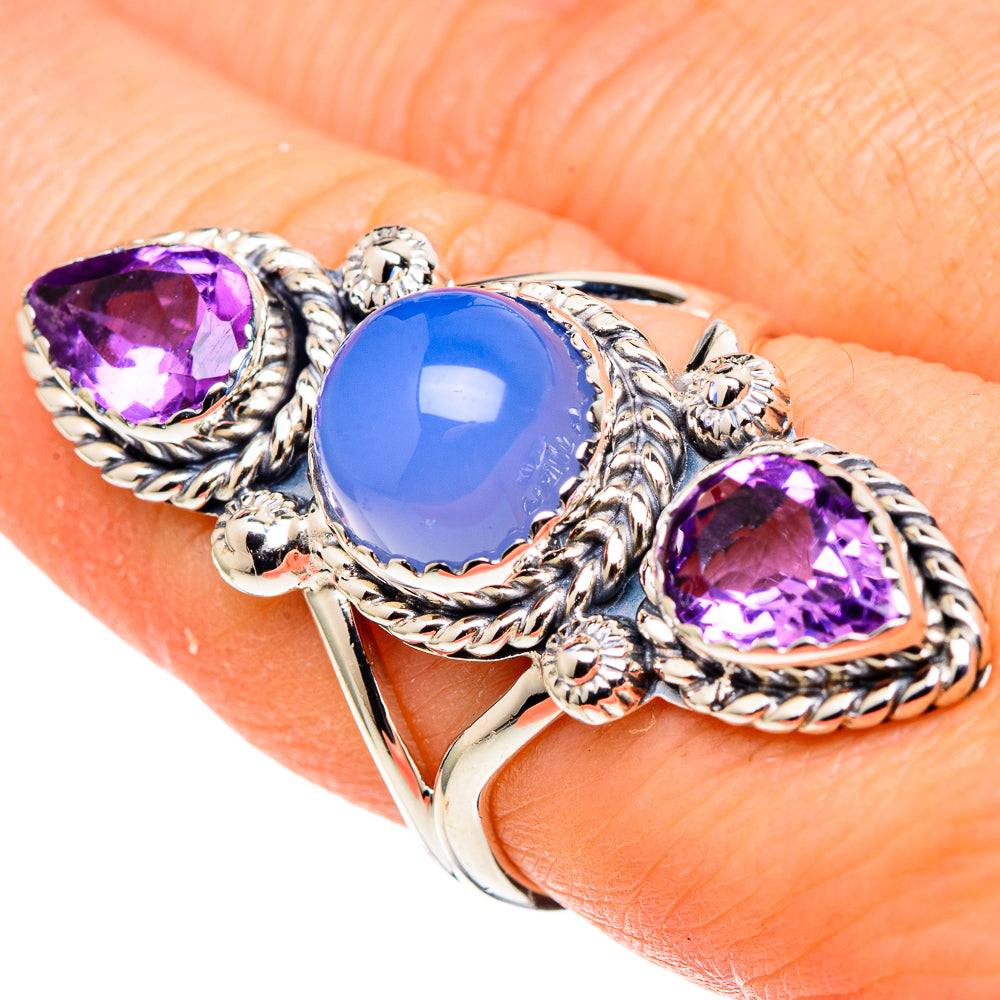 Aqua Chalcedony Rings handcrafted by Anasilvercos - RING97648