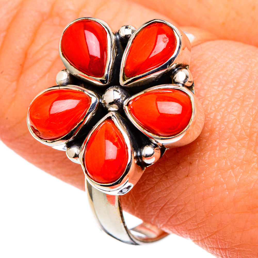 Mediterranean Red Coral Rings handcrafted by Anasilvercos - RING97690