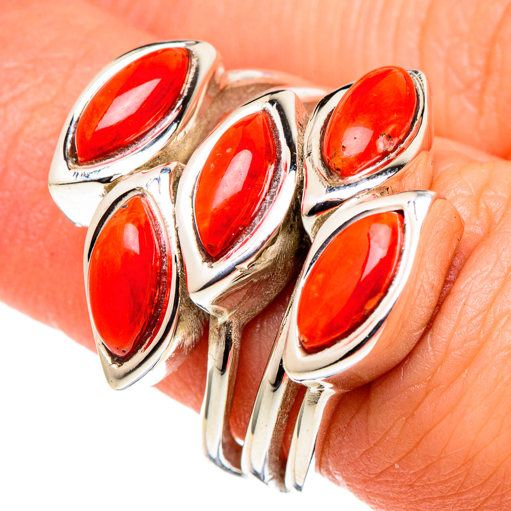 Mediterranean Red Coral Rings handcrafted by Anasilvercos - RING97729