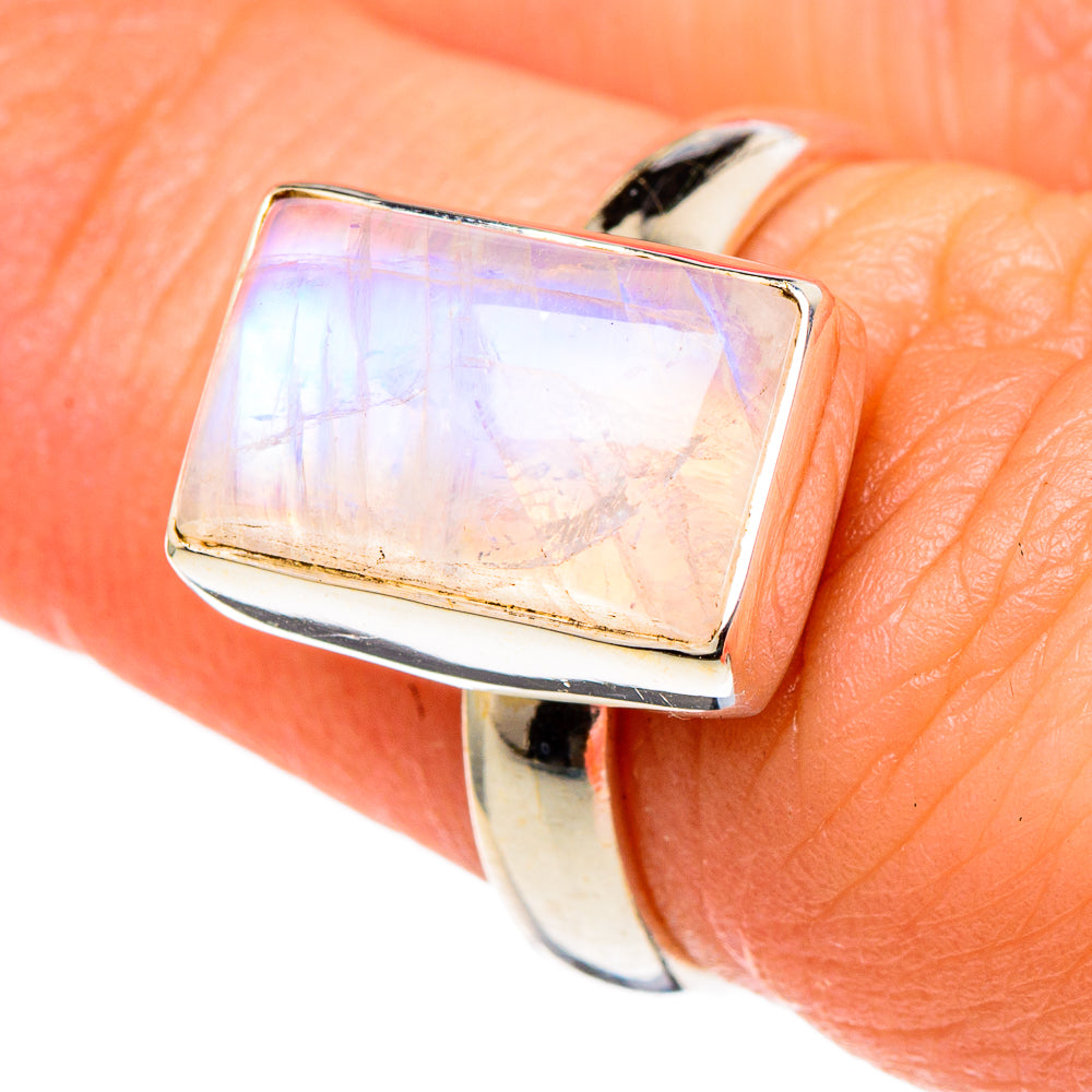 Rainbow Moonstone Rings handcrafted by Anasilvercos - RING97739