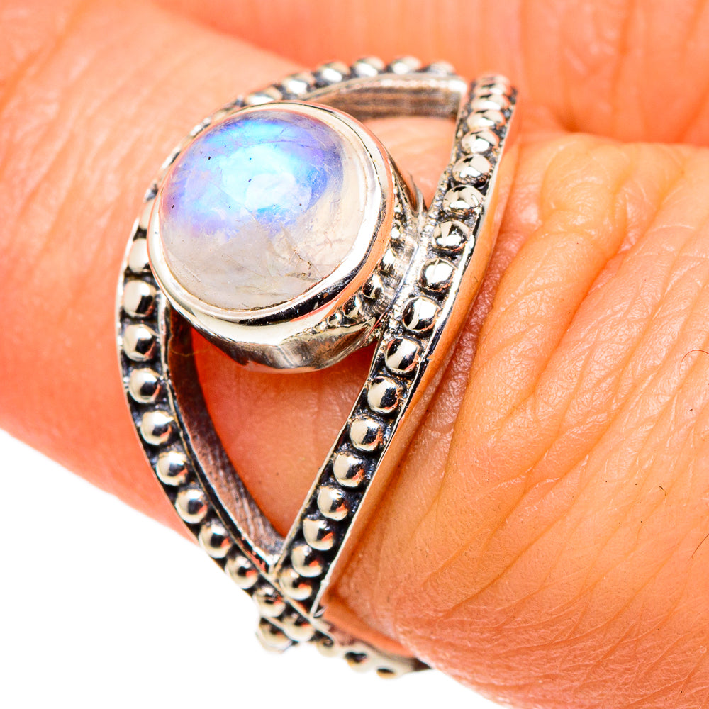Rainbow Moonstone Rings handcrafted by Anasilvercos - RING97777