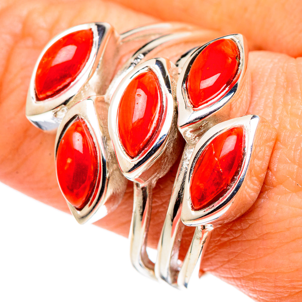 Mediterranean Red Coral Rings handcrafted by Anasilvercos - RING97808