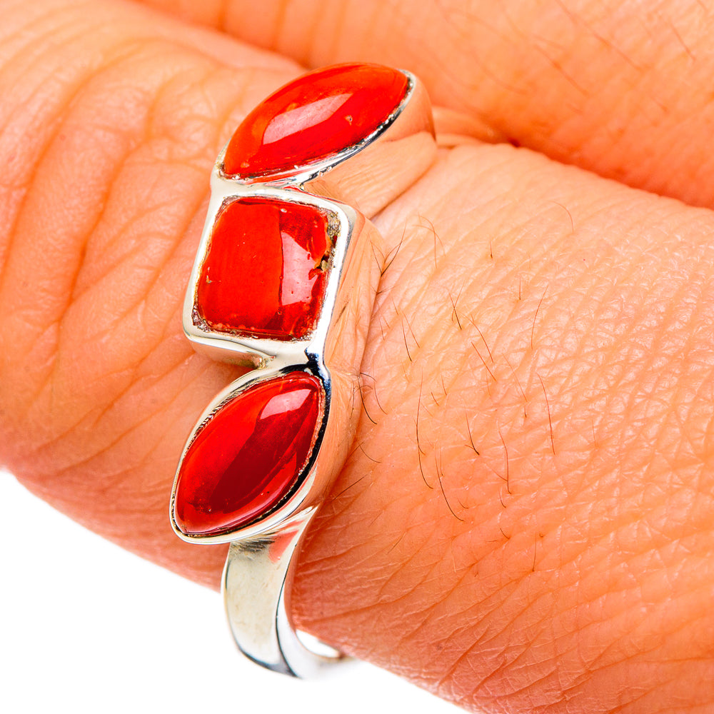 Mediterranean Red Coral Rings handcrafted by Anasilvercos - RING97843
