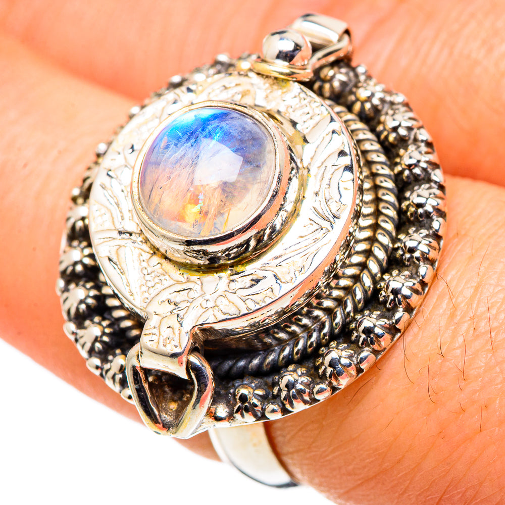 Rainbow Moonstone Rings handcrafted by Anasilvercos - RING97883