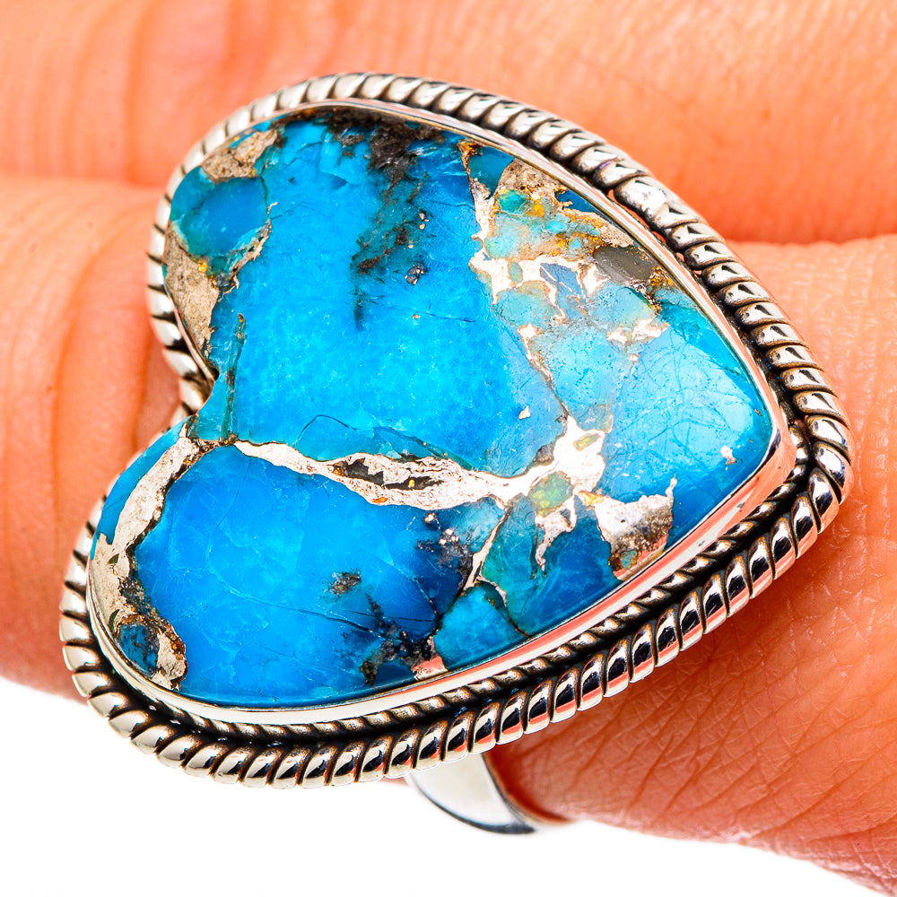 Blue Copper Composite Turquoise Rings handcrafted by Anasilvercos - RING97891