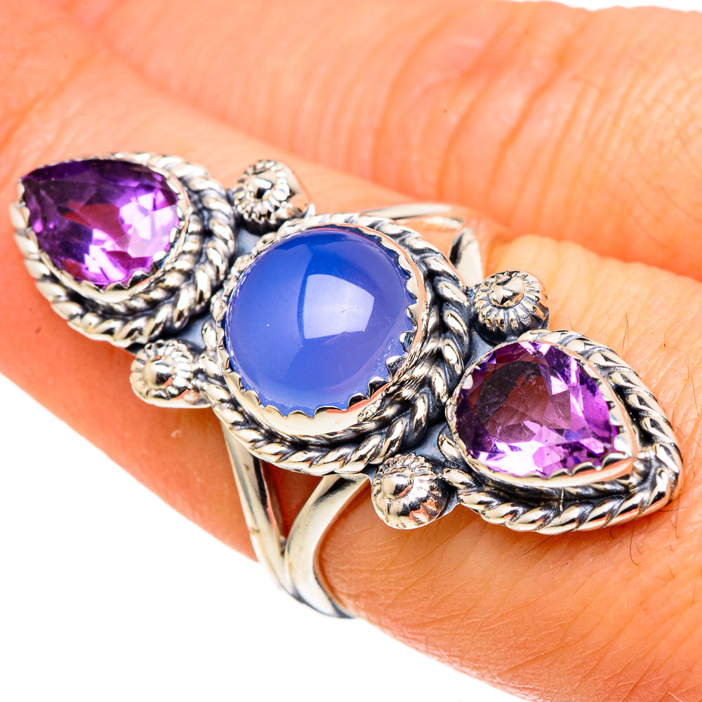 Aqua Chalcedony Rings handcrafted by Anasilvercos - RING97923
