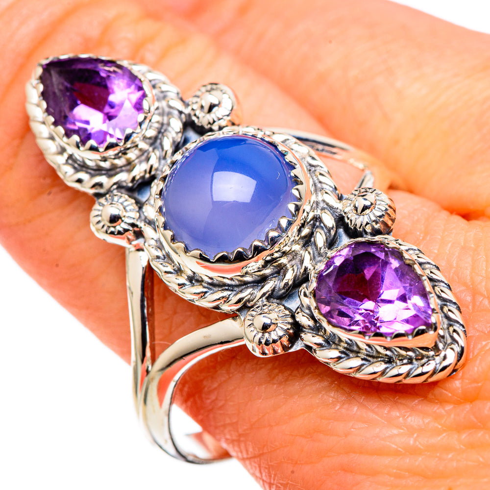 Aqua Chalcedony Rings handcrafted by Anasilvercos - RING97984