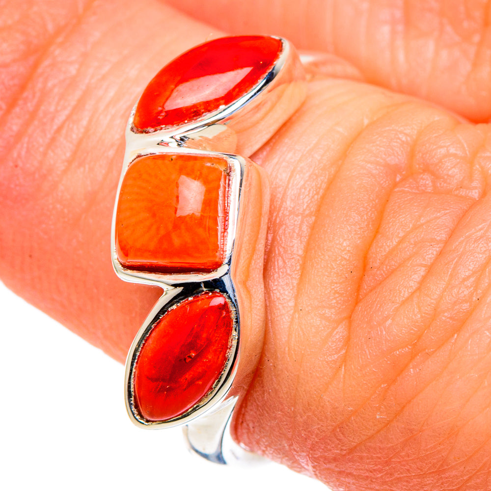 Mediterranean Red Coral Rings handcrafted by Anasilvercos - RING98013