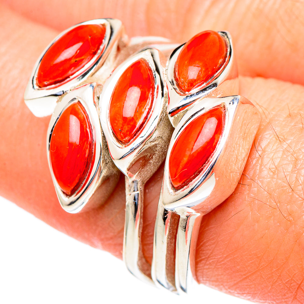 Mediterranean Red Coral Rings handcrafted by Anasilvercos - RING98014