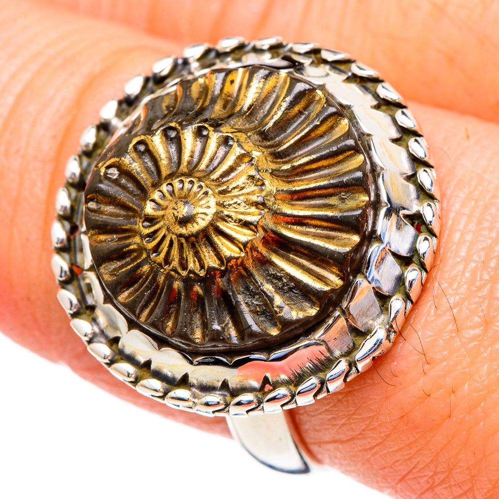 Pyrite Fossil Rings handcrafted by Anasilvercos - RING98021