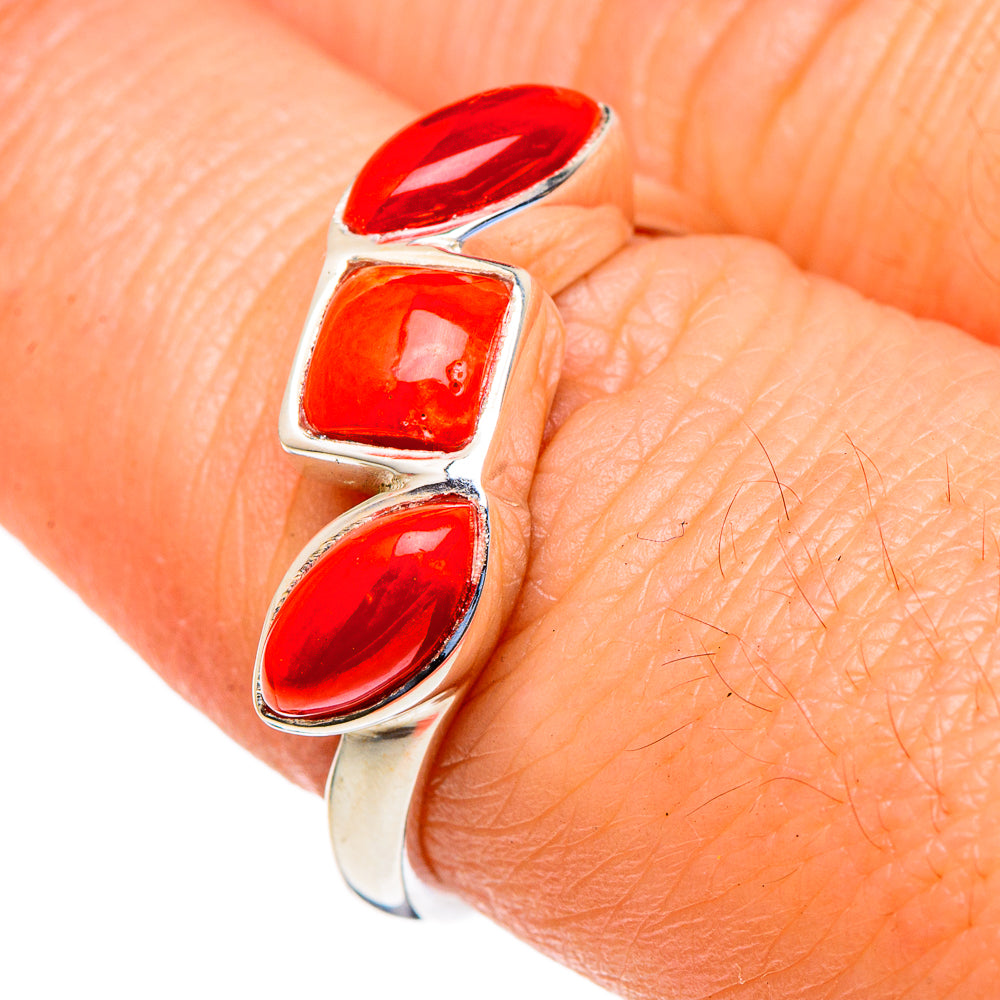 Mediterranean Red Coral Rings handcrafted by Anasilvercos - RING98054