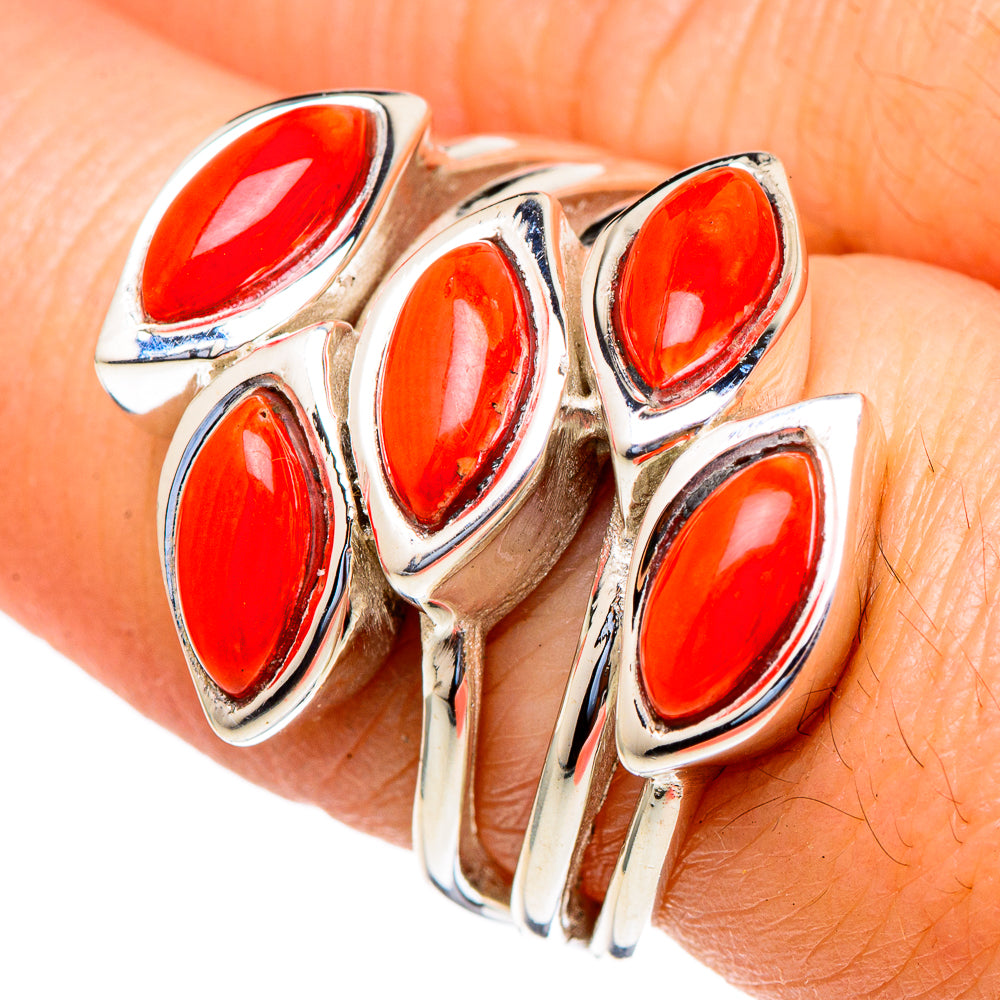 Mediterranean Red Coral Rings handcrafted by Anasilvercos - RING98055