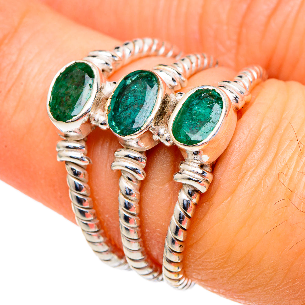 Zambian Emerald Rings handcrafted by Anasilvercos - RING98152