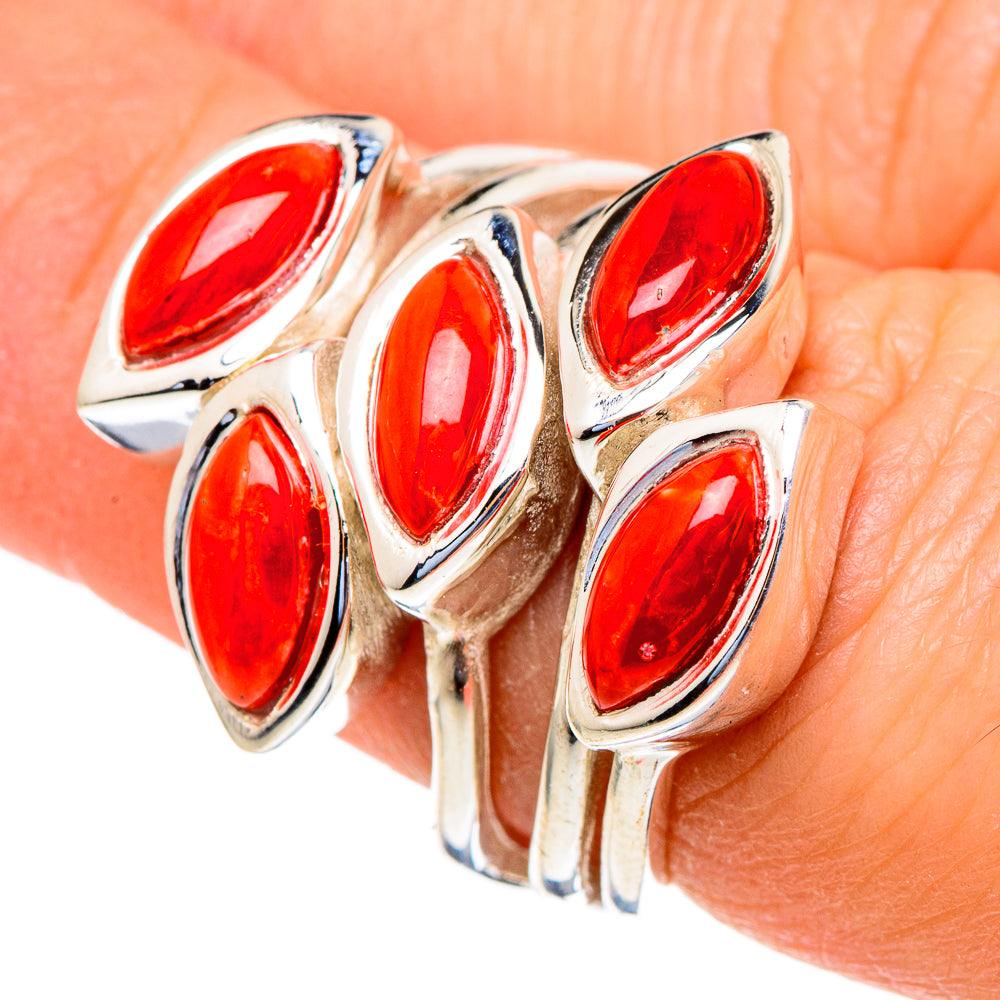Mediterranean Red Coral Rings handcrafted by Anasilvercos - RING98160