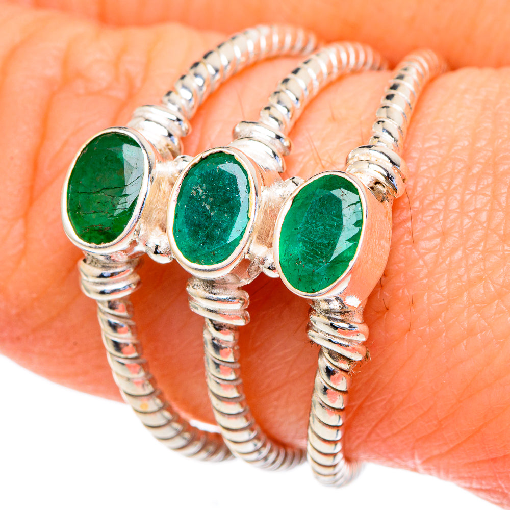 Zambian Emerald Rings handcrafted by Anasilvercos - RING98182