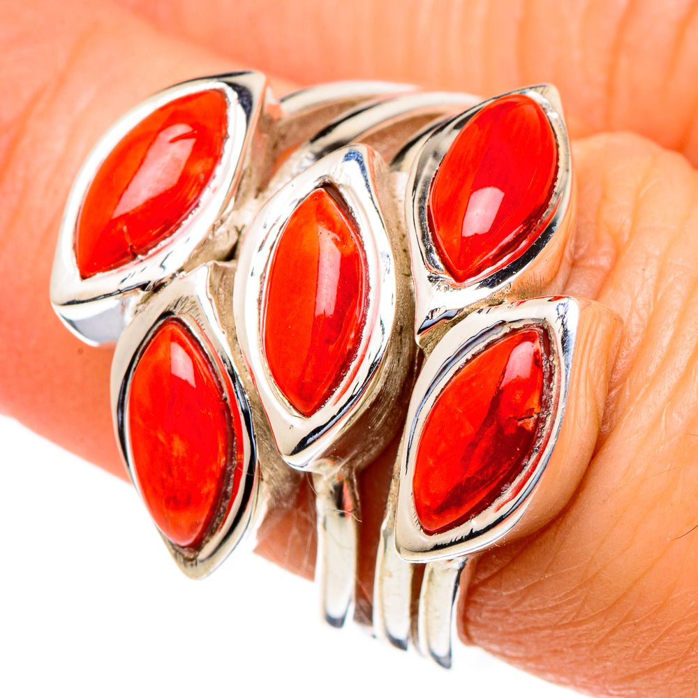 Mediterranean Red Coral Rings handcrafted by Anasilvercos - RING98192