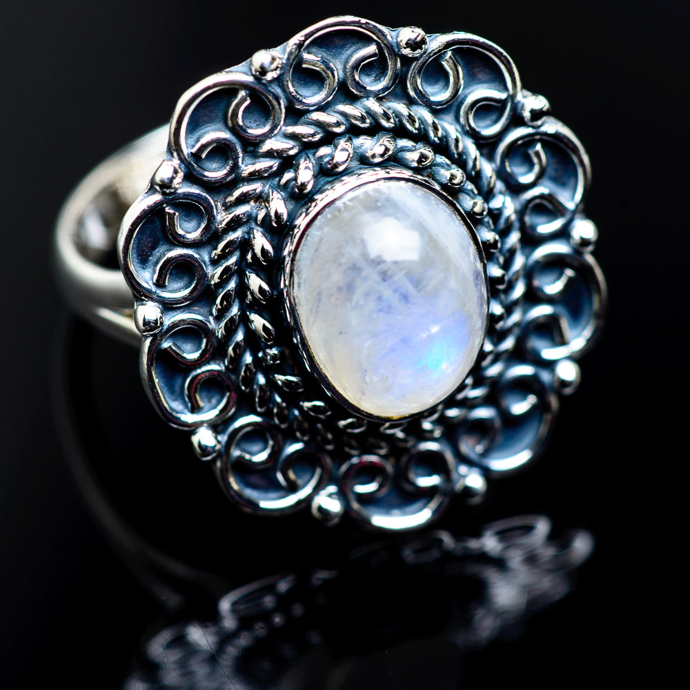Rainbow Moonstone Rings handcrafted by Anasilvercos - RING981960
