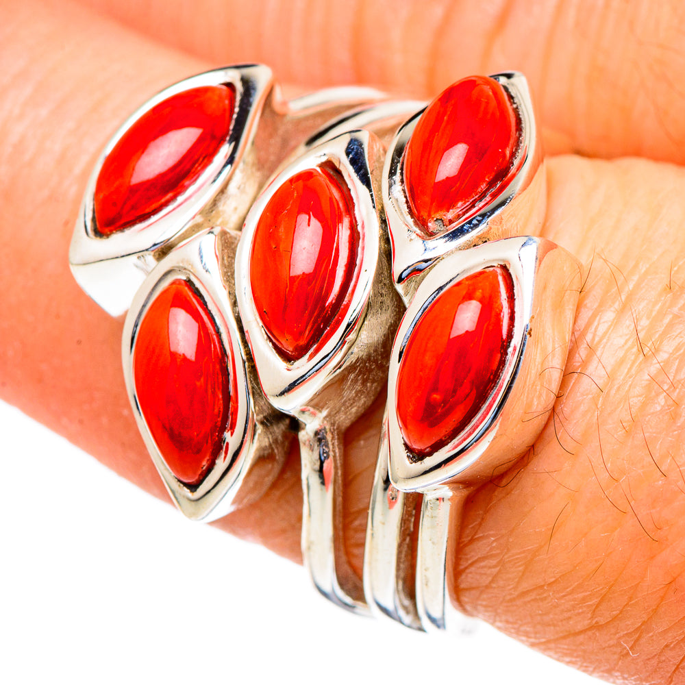 Mediterranean Red Coral Rings handcrafted by Anasilvercos - RING98221