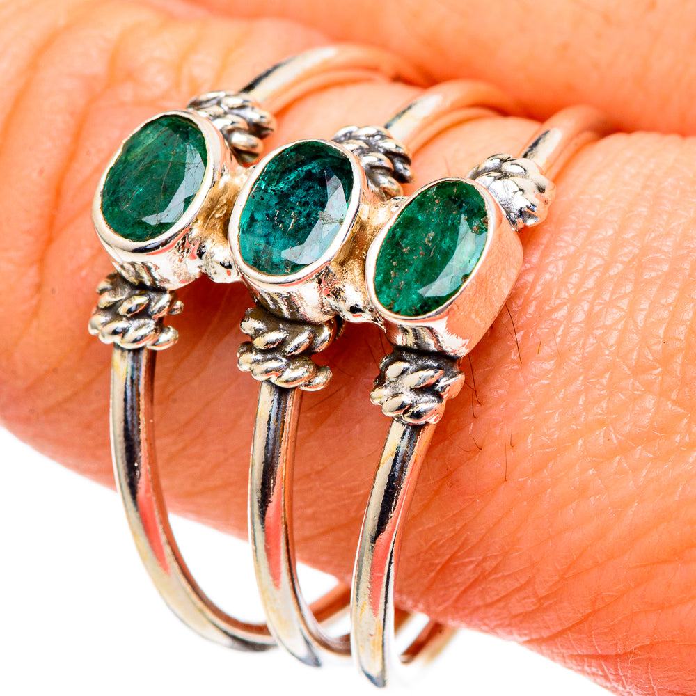 Zambian Emerald Rings handcrafted by Anasilvercos - RING98240