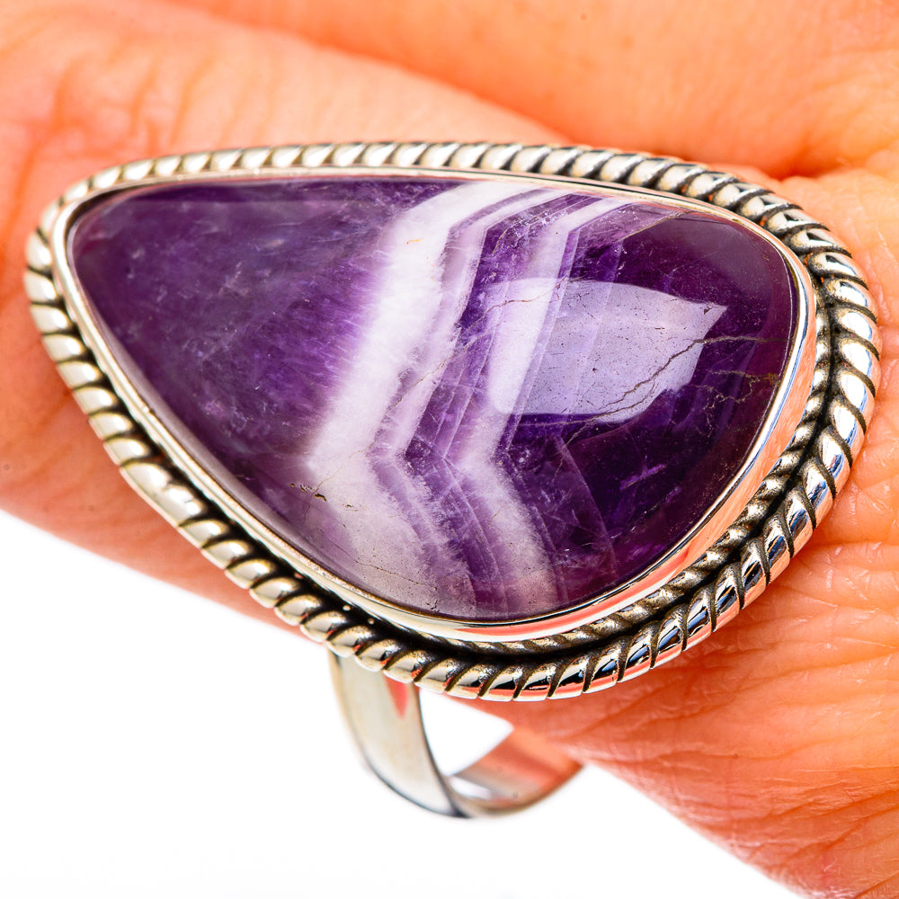 Chevron Amethyst Rings handcrafted by Anasilvercos - RING98265
