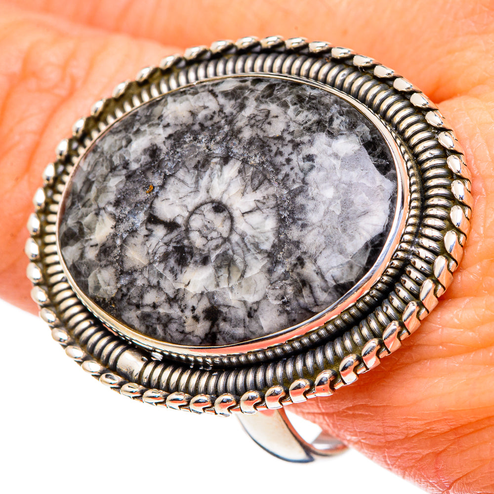 Moroccan Goniatite Fossil Rings handcrafted by Anasilvercos - RING98268