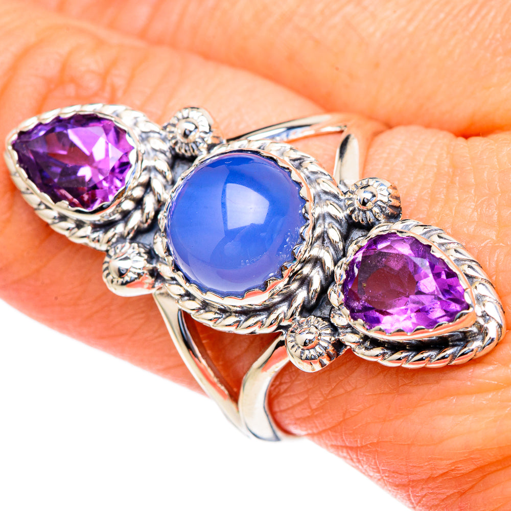 Aqua Chalcedony Rings handcrafted by Anasilvercos - RING98296