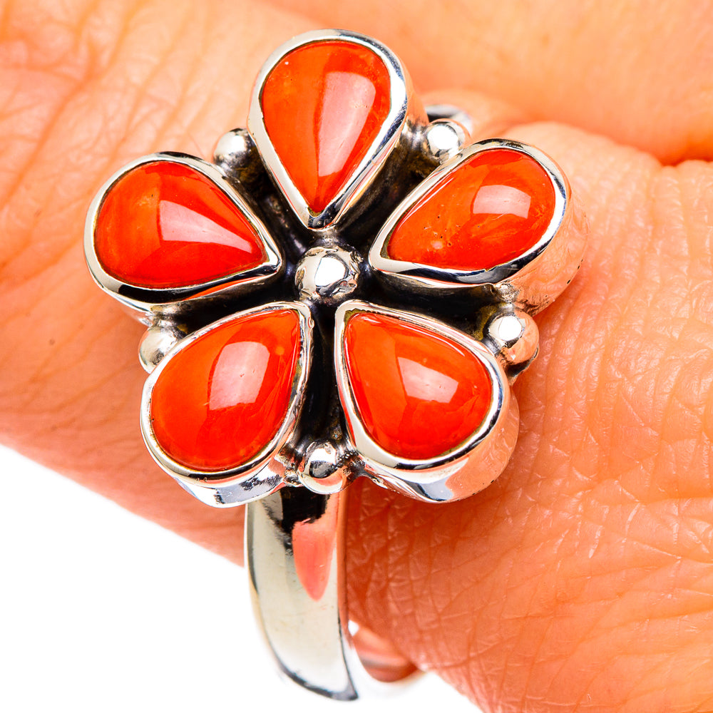 Mediterranean Red Coral Rings handcrafted by Anasilvercos - RING98314