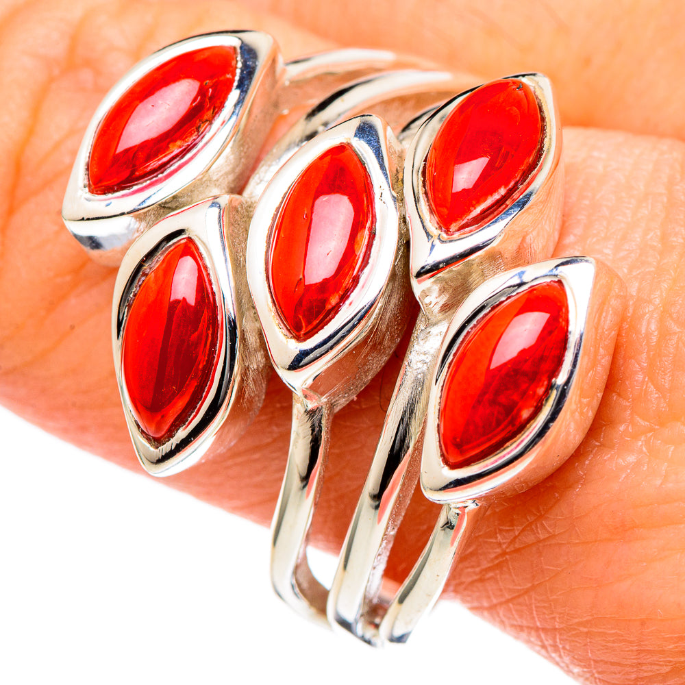 Mediterranean Red Coral Rings handcrafted by Anasilvercos - RING98315