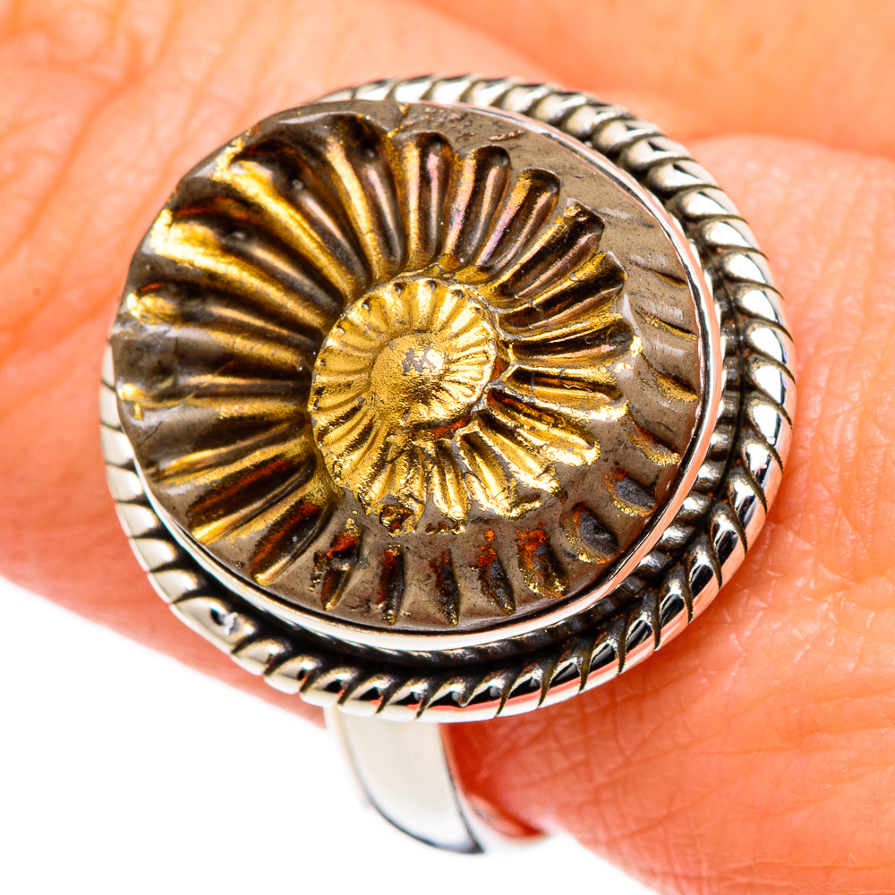 Pyrite Fossil Rings handcrafted by Anasilvercos - RING98326