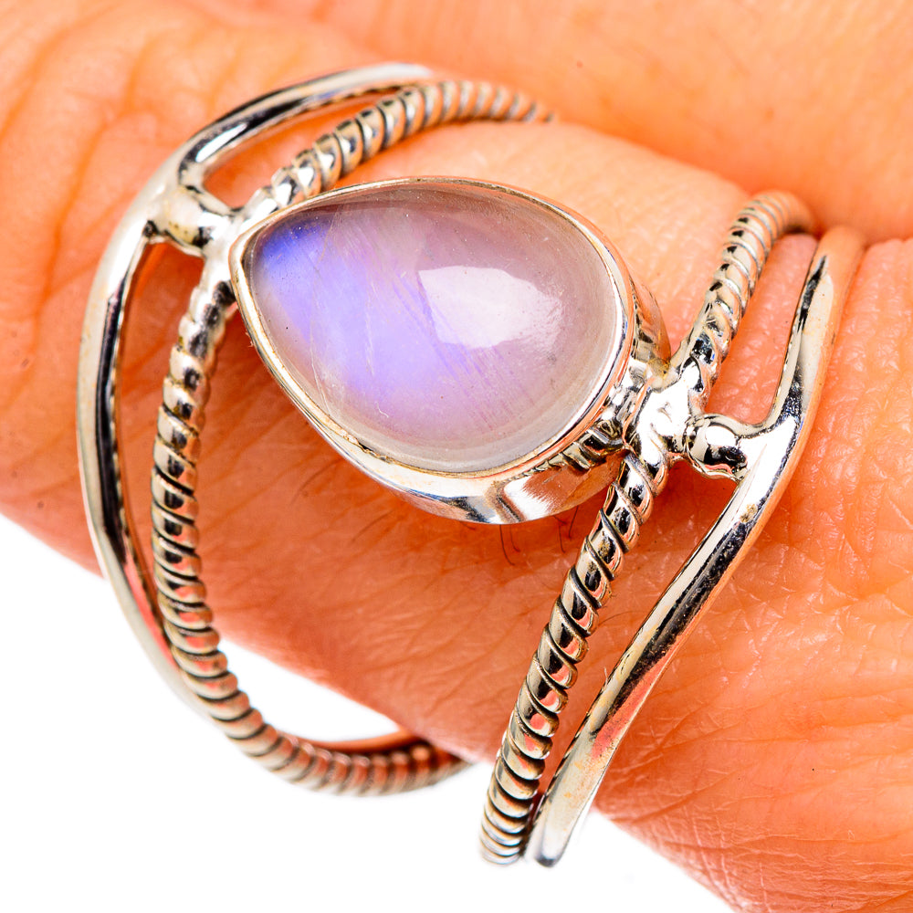 Rainbow Moonstone Rings handcrafted by Anasilvercos - RING98331