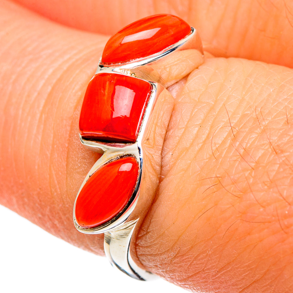 Mediterranean Red Coral Rings handcrafted by Anasilvercos - RING98357