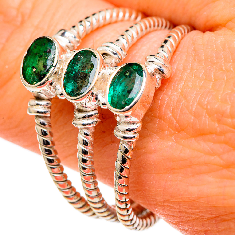 Zambian Emerald Rings handcrafted by Anasilvercos - RING98422