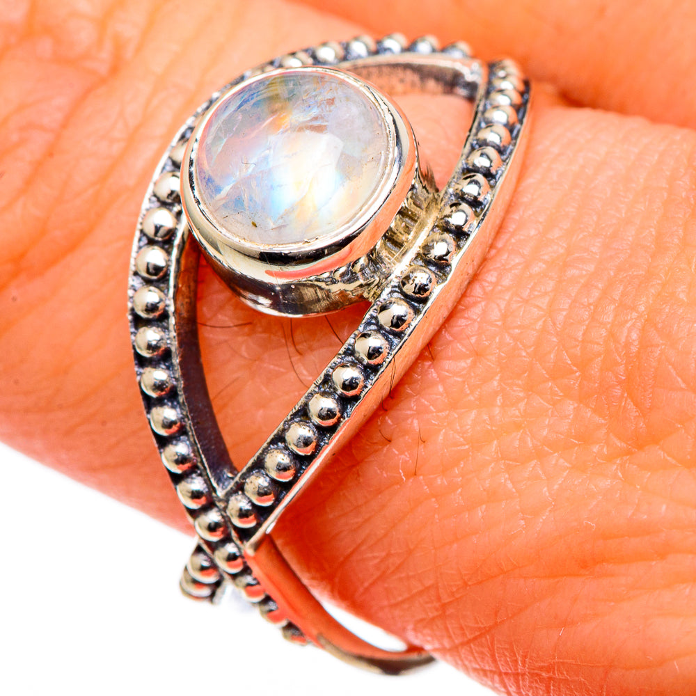 Rainbow Moonstone Rings handcrafted by Anasilvercos - RING98479