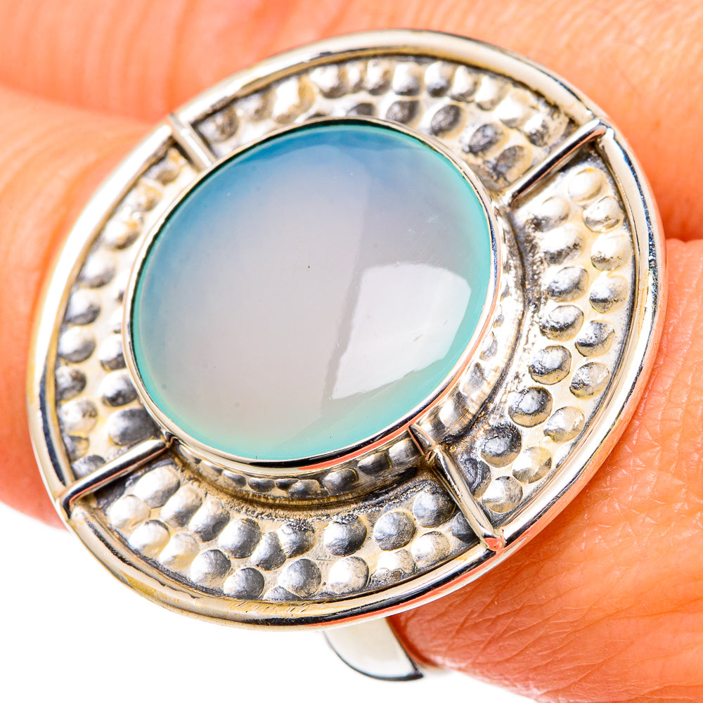 Aqua Chalcedony Rings handcrafted by Anasilvercos - RING98567