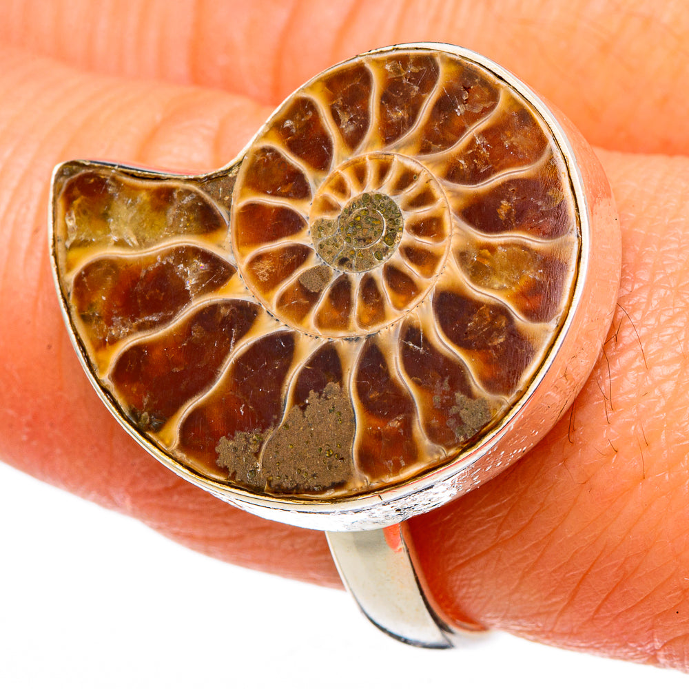 Ammonite Fossil Rings handcrafted by Anasilvercos - RING98581