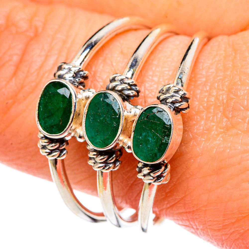 Zambian Emerald Rings handcrafted by Anasilvercos - RING98655