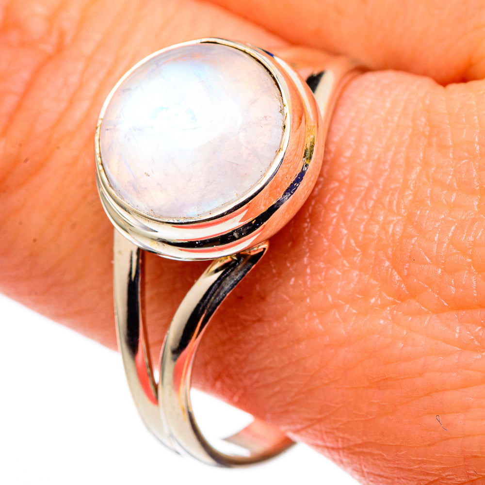 Rainbow Moonstone Rings handcrafted by Anasilvercos - RING98677
