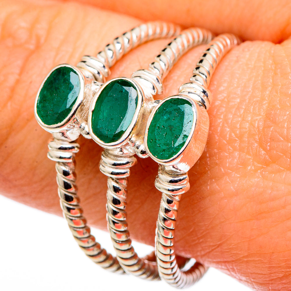 Zambian Emerald Rings handcrafted by Anasilvercos - RING98691