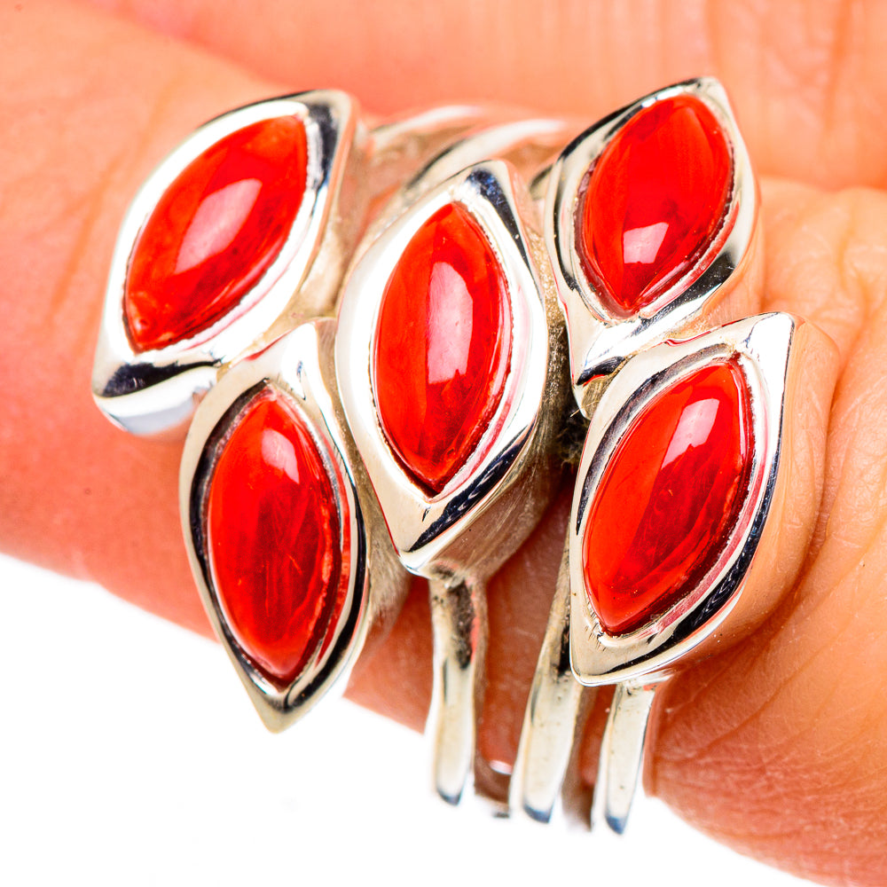 Mediterranean Red Coral Rings handcrafted by Anasilvercos - RING98703